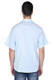 Kısa Kol Şile Bezi Hakim Yaka Erkek Tshirt Buz Mav