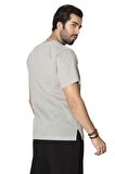 Kısa Kol Şile Bezi Bisiklet Yaka Erkek T-Shirt Taş