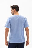 Kısa Kol Şile Bezi Bisiklet Yaka Erkek T-Shirt Mav