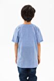 Kısa Kol Şile Bezi Zımbalı Erkek Çocuk Tshirt Mavi
