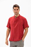 Kısa Kol Şile Bezi Bodrum Erkek T-Shirt Kırmızı