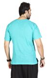 Kısa Kol Şile Bezi Zımbalı Erkek Tshirt Turkuaz