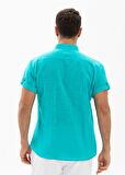 Kısa Kol Şile Bezi Bodrum Erkek T-Shirt Turkuaz