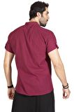 Kısa Kol Şile Bezi Bodrum Erkek T-Shirt Koyu Bordo