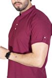Kısa Kol Şile Bezi Bodrum Erkek T-Shirt Koyu Bordo