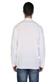 Uzun Kol Şile Bezi Bodrum Erkek T-shirt Beyaz