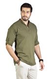 Uzun Kol Şile Bezi Bodrum Erkek T-shirt Haki