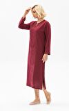 Uzun Kol Şile Bezi Simli Kaftan Midi Boy Elbise Bo