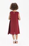 Ece Şile Bezi Kız Çocuk Elbise Bordo Brd