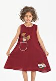 Ece Şile Bezi Kız Çocuk Elbise Bordo Brd