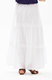 Uzun Şile Bezi Dantelli Etek Beyaz Byz