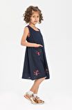 Burçak Şile Bezi Kız Çocuk Elbise Lacivert Lcvt