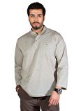 Büyük Beden Uzun Kol Şile Bezi Hakim Yaka T-Shirt 