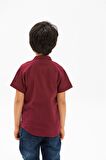Kısa Kol Şile Bezi Erkek Çocuk Gömlek Koyu Bordo 3