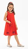 Burçak Şile Bezi Kız Çocuk Elbise Kırmızı Krmz