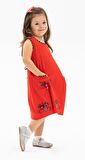 Burçak Şile Bezi Kız Çocuk Elbise Kırmızı Krmz