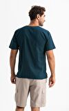 Kısa Kol Şile Bezi Zımbalı Erkek Tshirt Koyu Petrol 3069