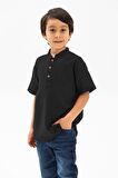 Kısa Kol Şile Bezi Bodrum Erkek Çocuk Tshirt Siyah 3003
