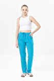 Şile Bezi Cepli Kadın Yazlık Pantolon Turkuaz Trkz