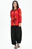 Uzun Kol Şile Bezi Nigar Bluz Kırmızı Krmz