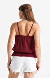 Askılı Şile Bezi Damla Bluz Bordo Brd