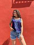 Askılı Şile Bezi Atiye Bluz Mor Mor