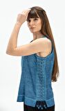 Kolsuz Poplin Zeyno Bluz İndigo indg