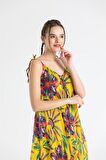 Askılı Vual Afrodit Midi Boy Elbise Sarı 6191