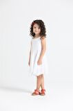 Askılı Şile Bezi Emel Çocuk Elbise Beyaz Byz