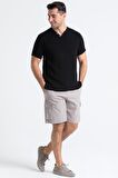 Kısa Kol Müslin Erkek Ribanalı Tshirt Siyah Syh