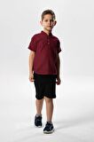 Kısa Kol Şile Bezi Bodrum Yazlık Erkek Çocuk Tshirt Koyu Bordo 3068