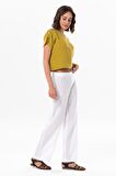 Sardunya Beli Lastikli Müslin Pantolon Beyaz Byz