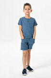 Kısa Kol Batı Cep Detaylı Yazlık Müslin Erkek Çocuk Tshirt İndigo indg