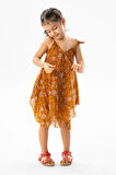Afrodit Vual Yazlık Çocuk Elbise Koyu Hardal 6202