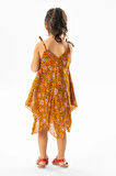 Afrodit Vual Yazlık Çocuk Elbise Koyu Hardal 6202