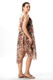 Askılı Vual Afrodit Midi Boy Yazlık Elbise Batik Koyu Kahve 6213