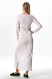 Uzun Kol Pamuk Kombinezon Şile Bezi Uzun Elbise Astarı Beyaz Byz