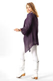 Uzun Kol Serenay Asimetrik Bağlama Detaylı Sonbahar ve Kışlık Triko Hırka Mor Mor