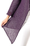 Uzun Kol Serenay Asimetrik Bağlama Detaylı Sonbahar ve Kışlık Triko Hırka Mor Mor