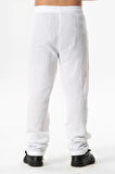 Beli Lastikli Müslin Cepli Yazlık Çocuk Pantolon Beyaz Byz