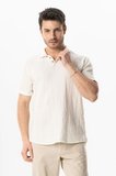 Kısa Kol Polo Yaka Müslin Yazlık Tshirt Kırık Beyaz KrkByz