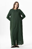 Uzun Kol Vual Tülay Nervürlü Yazlık Ferace Yeşil Ysl