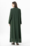 Uzun Kol Vual Tülay Nervürlü Yazlık Ferace Yeşil Ysl
