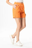 İnci Bağlamalı Yazlık Müslin Şort Turuncu Trnc