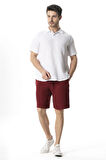 Beli Lastikli Multi Diz Üstü Müslin Erkek Yazlık Şort Bordo Brd