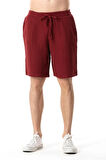 Beli Lastikli Multi Diz Üstü Müslin Erkek Yazlık Şort Bordo Brd