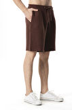 Beli Lastikli Multi Diz Üstü Müslin Erkek Yazlık Şort Kahve Khv