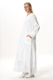 Uzun Kol Vual Tülay Nervürlü Yazlık Ferace Beyaz Byz