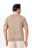 Bora Düğmeli V Yaka Kısa Kol Poplin Erkek Tişört | Yazlık Erkek Tshirt Bej Bej