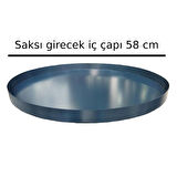 Metal Saksı Altlığı Iç Dış Saksı Altlığı Dekoratif Saksı Altı Çap 58 cm Derinlik 3,5 cm Antrasit Rengi
